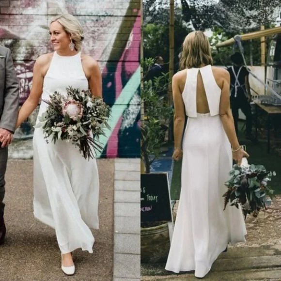 NWT Anthropologie BHLDN Jill Stuart Iva Crepe Maxi Dress Wedding Bridal 14 - Picture 4 of 14